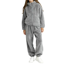 Kids' Fleece-Lined Sherpa Flannel 2PC Set (Top & Trousers) – Warm Winter Fall Outfit for Girls & Boys, Compatible with 2026 Sizes
