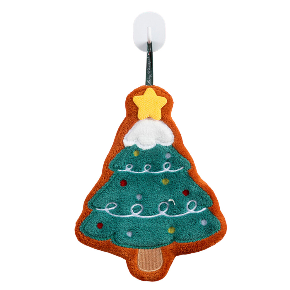 Dachuang Beauty (Christmas Tree) Christmas Coral Fleece Hand Towel, Fast Drying, For Kids & Adults