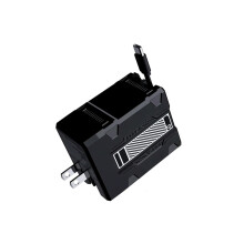 2025 New 120W 2-in-1 Fast Charger with Retractable Cord, Foldable Wall Plug for Phone/Tablet/Laptop – Black