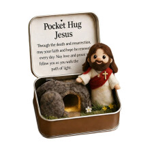 Mini Christmas Nativity Set in a Tin Box, Pocket Size Figure Nativity Scene Decoration Set,Religious Easter Gift for Friends and Family