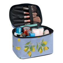 Cosmeticatas met citroenbloemmotief, duurzame reisorganizer voor toiletartikelen.