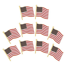 FRCOLOR 10pcs American Flag Brooches Patriotic Lapel Pins 4th of July USA Badge Pins for Independence Day Veteran Day Party Accessories