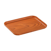 Plateau de service rectangulaire Ă motif de grain de bois pour amuse-gueules et desserts, idĂ©al pour prĂ©senter les aliments lors de rĂ©ceptions Ă