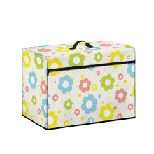 Capa impermeável para máquina de costura com estampa floral, bolsos e ideal para viagens.