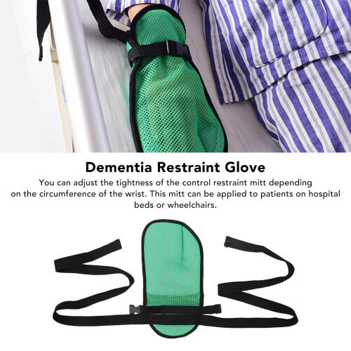 Breathable Green Restraint Mitt for Elderly Patients, Adjustable Mesh Glove 2