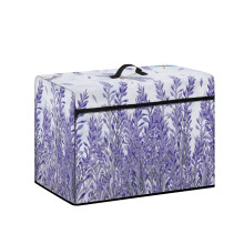 Capa impermeável para máquina de costura com estampa de libélula lavanda, fácil de usar.