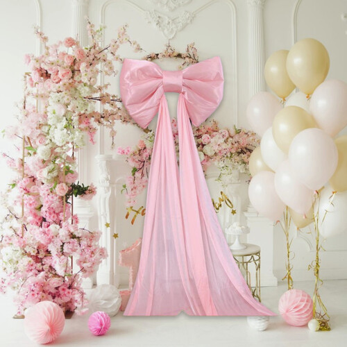 Fita de decoração com laço gigante rosa 79x31 polegadas
