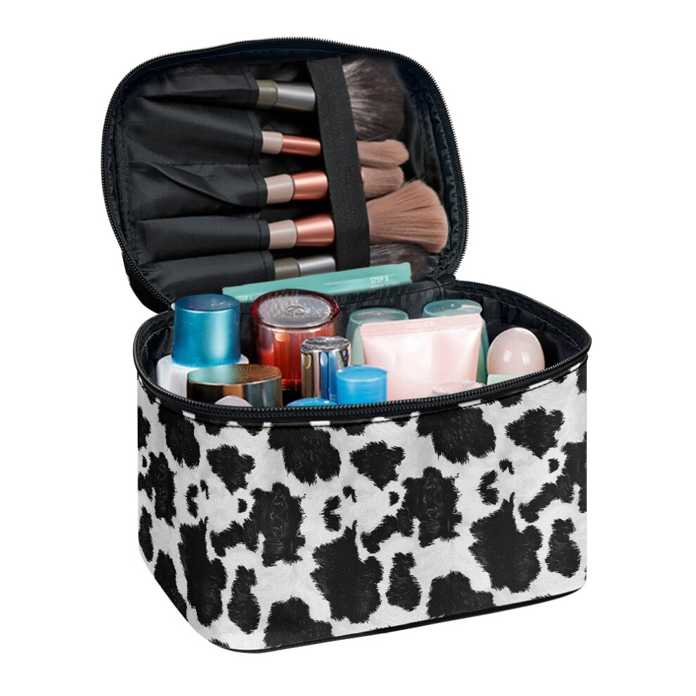 Brush Slots Travel Makeup Case Organizer Brush Protectors Cow-patterned Travel Cosmetic Bags Multifunction