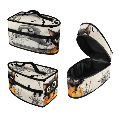 Portable Travel Steamer Pouch with Cat Spider Web Pattern