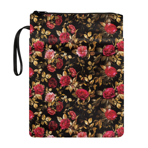 Buchhülle mit Rosenmuster, Griffschutz aus Polyester