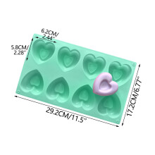Molde de silicona con forma de corazón de 8 cavidades para chocolate y cubitos de hielo, ideal para dulces caseros de San Valentín. Compatible con