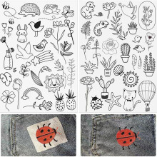 Kinderkamerset Broek Borduurpatch (2 vellen), Wateroplosbare stabilisator met Bloemenpatroon, DIY Handnaaiwerk – Geschikt voor Zwarte