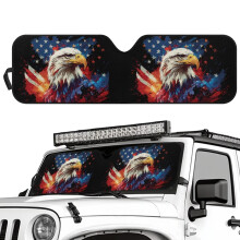 Bald Eagle American Flag Windshield Sun Shade for Jeep Wrangler TJ/JK/JL (1997-2024), compatible with Jeep