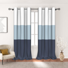 Blue Blackout Curtains for Living Room Ombre Window Curtain Set of 2,42"x108"