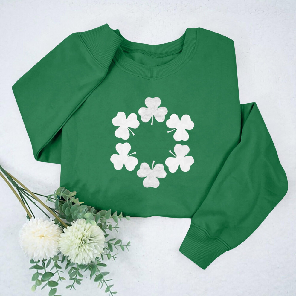 Women's St. Patrick's Day Sweatshirt Round Neck Long Sleeve with St. Patrick's Print Casual and Festive Style-image-OPC-PSVPMPF-NEW