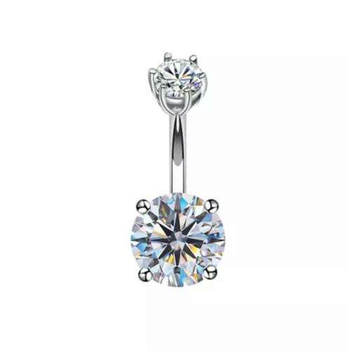 Δαχτυλίδι Piercing για τον ομφαλό, στρογγυλό ασήμι 925, από κρύσταλλο CZ A1289-8mm