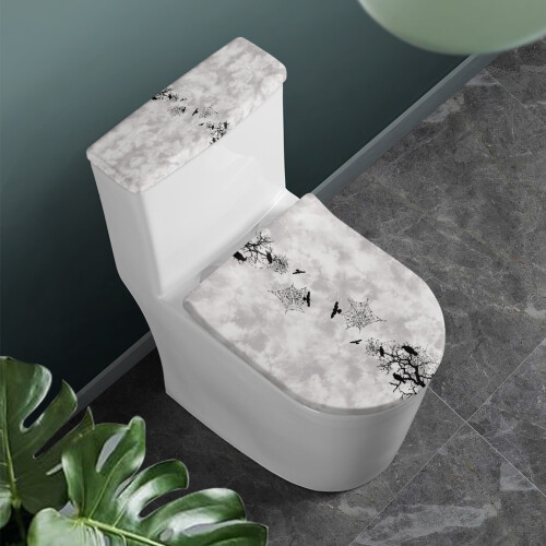 Spider Web Pattern Toilet Cover Set, Elastic Fit, 2-Piece 1