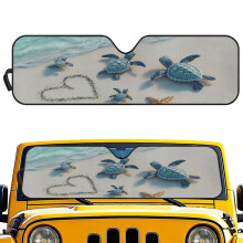 Beach Turtle Windshield Sun Shade Compatible with Jeep Wrangler TJ/JK/JL & Gladiator JT 2/4 Door – Blocks Sun, Heat & UV