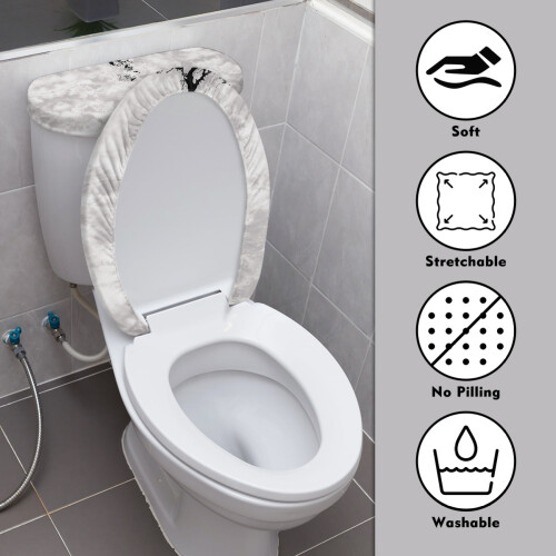 Spider Web Pattern Toilet Cover Set, Elastic Fit, 2-Piece 2