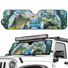 Foldable Windshield Sun Shade with Funny Crocodile Print, UV Blocking, Compatible with 2024 Jeep Wrangler JL/JLU/4XE