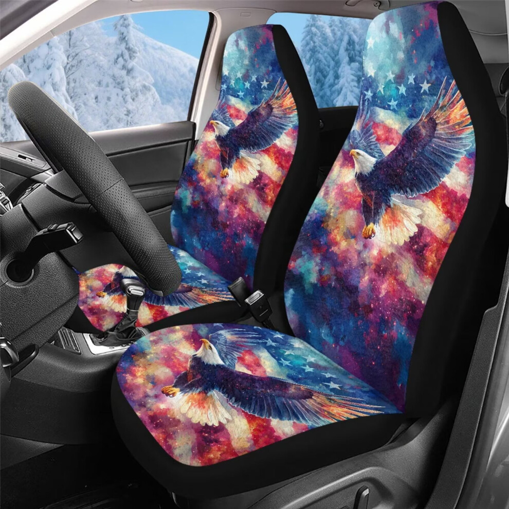 Car Seat Covers High-Back Bucket Eagle American Flag Design Coral 9085618945173