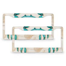 Rustic Beach Wood Crab Coastal License Plate Frame 2 PCS, Compatible with US Vehicles