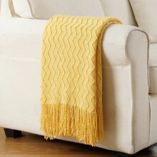 Pryess Knitted Throw Blanket – Soft, Warm & Lightweight for Spring/Summer, Tassel Design, Compatible with Couch/Sofa/Chair/Bed