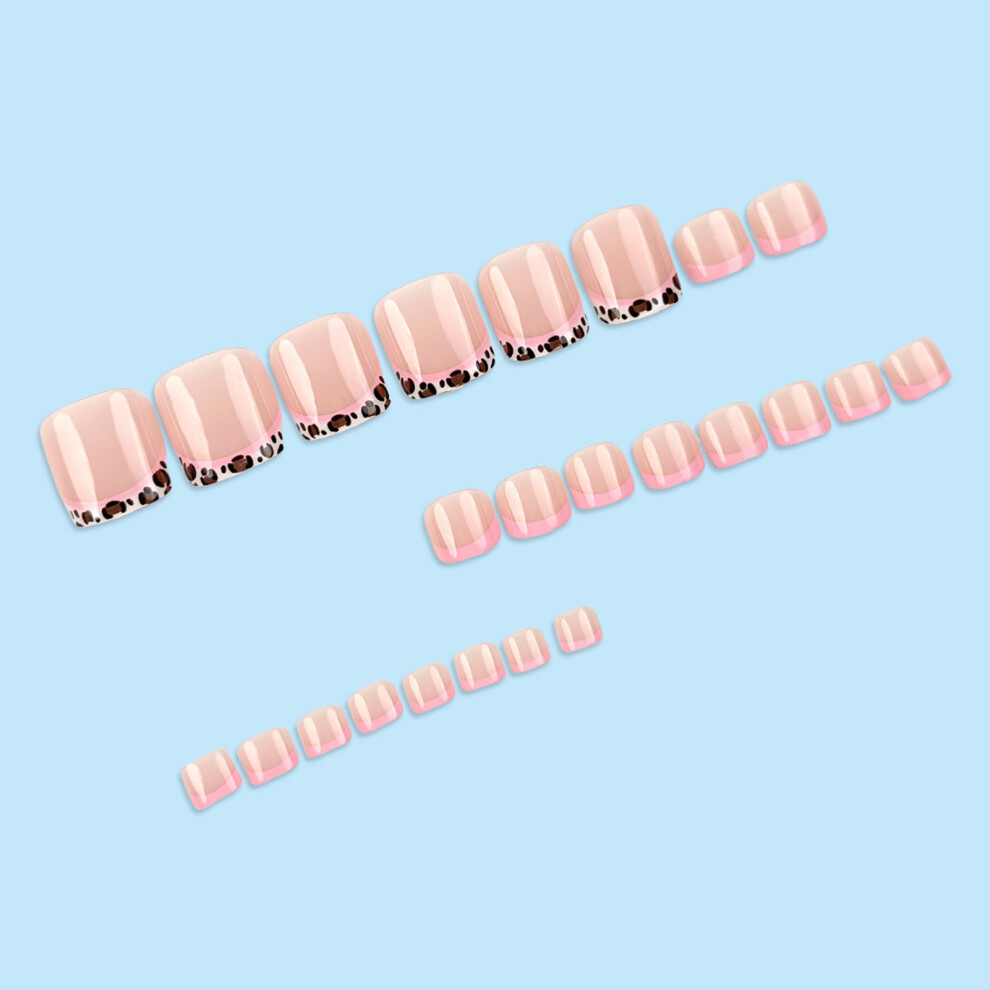 Creation-3C French Tip False Toenails - Natural & Unbreakable