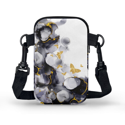 Damen-Schultertasche aus Polyester mit Marmorstruktur 1
