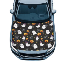 Spooky Pumpkin Hood Cover – Stretch Polyester Auto Cover Compatible with Most SUVs, Sedans, Trucks & Pickups