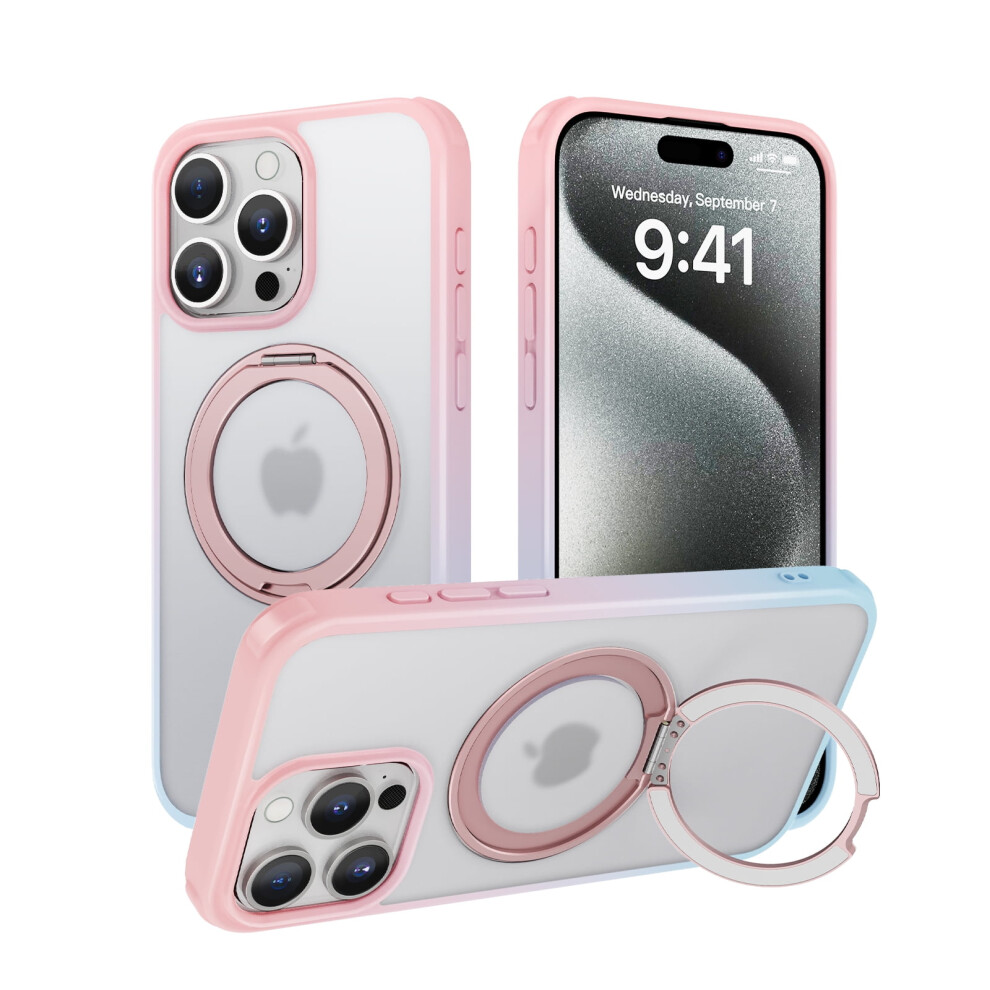Magsafe Compatible Magnetic Case For Iphone 12/12 Pro Â Slim Translucent Ring Case With Invisible Stand & Military-Grade Drop Protection, Pink 9401284755937