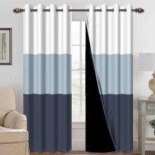 Blue Blackout Curtains for Living Room Ombre Window Curtain Set of 2,52"x96"