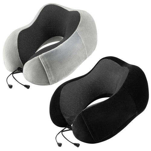 Μαξιλάρια ταξιδιού Memory Foam σετ 2 τεμαχίων για αεροπλάνο, αυτοκίνητο, τρένο και