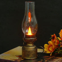Lampe à pétrole LED vintage avec flamme oscillante, décoration et cadeau de Noël – Compatible avec les douilles électriques