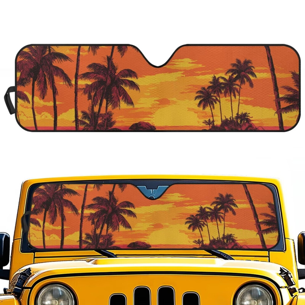 Palm Tree Sunset Sun Shade For Windshield Â Aluminum Foil 9085618946644
