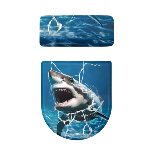Ensemble de housses de siège de toilette Shark Cozy en polyester 2 pièces 1