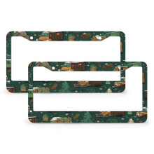 2-Pack Garbage Truck Christmas License Plate Covers, Aluminum, 2 Round Holes, Compatible with US & CA