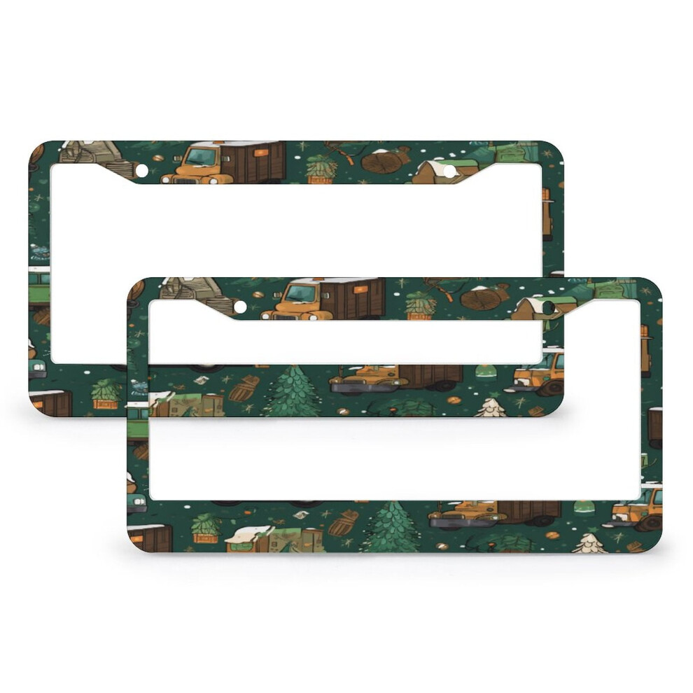 Garbage Truck Christmas License Plate Cover Aluminum 2-Pack 9085618947245