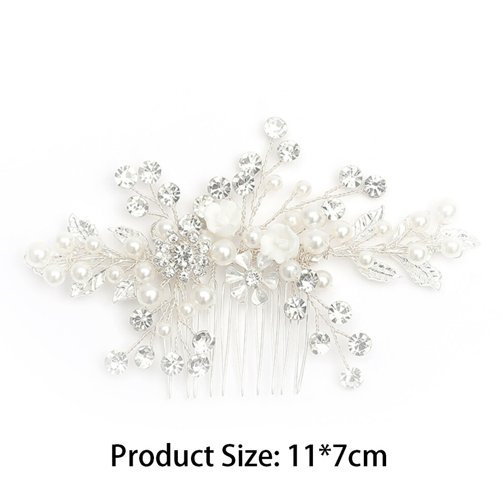Zhouq-Outdoors Rhinestone Pearl Ceramic Flower Hair Comb Chinese Style Hair Styling Tool Accessories For Birthday Stage Party Hairstyle