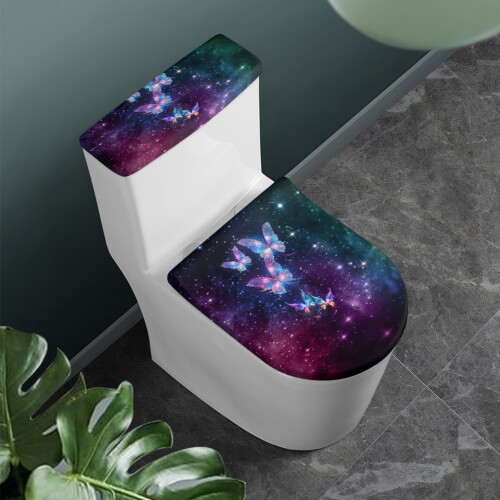 Toilet Cozy Set with Elastic Bottom Dust-Proof Butterfly 2