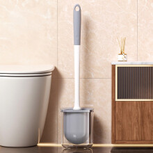 Escobilla de baño de pared con mango largo y base redonda
