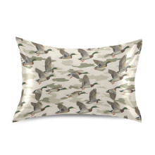 Taie d'oreiller en satin motif camouflage canard sauvage, taille standard 76 x 51 cm
