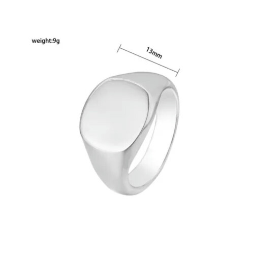 Herren Damen Edelstahl Quadratischer Siegelring Schlichter Ehering Statement-Ring Form E-Gold-9 1
