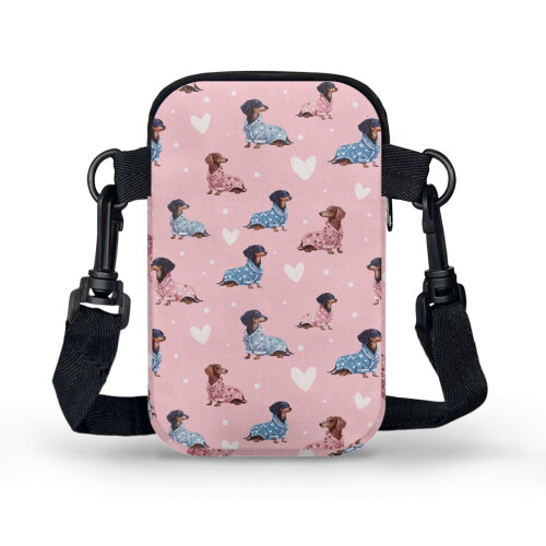 Τσάντα Χιαστί Dachshund σε σχήμα καρδιάς από Polyester2Zippers 2