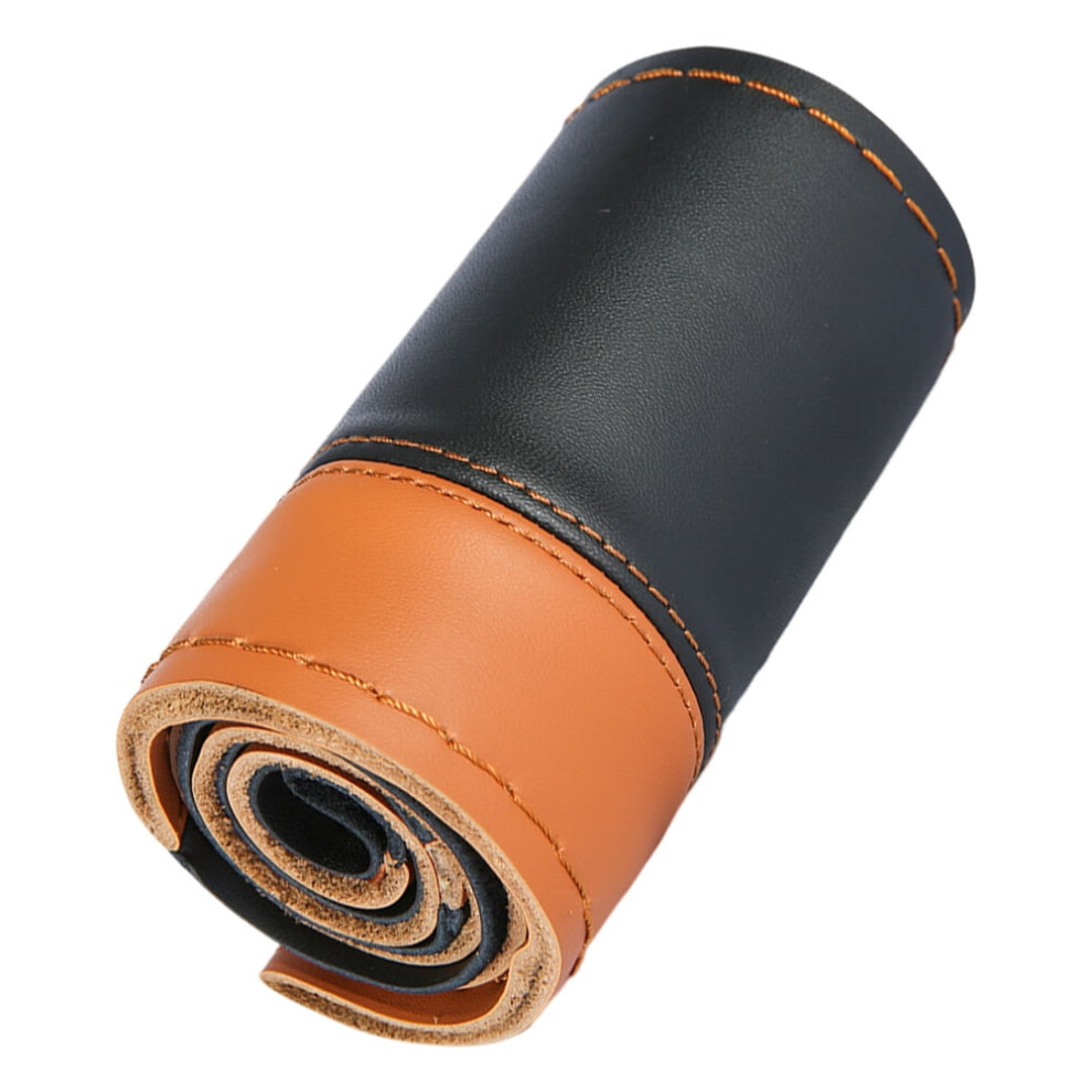Hand-Sewn Leather Steering Wheel Cover For 38Cm Wheels, Color-Blocked Wrap Â Compatible With Most Cars Brown 9097180841500