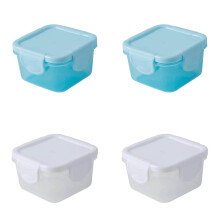 Conjunto de 4 recipientes portáteis de 150ml para armazenamento de alimentos com tampas à prova de vazamentos, mini recipientes reutilizáveis para