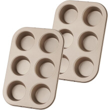Set de 2 forme jumbo pentru brioșe, set de forme de copt din oțel carbon, forme antiaderente pentru brioșe, forme de copt cu 6 cavități,