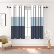 Blue Blackout Curtains for Living Room Ombre Window Curtain Set of 2,42"x63"