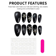 (S) Stage Black Cat Fake Nails - Chip & Smudge Proof