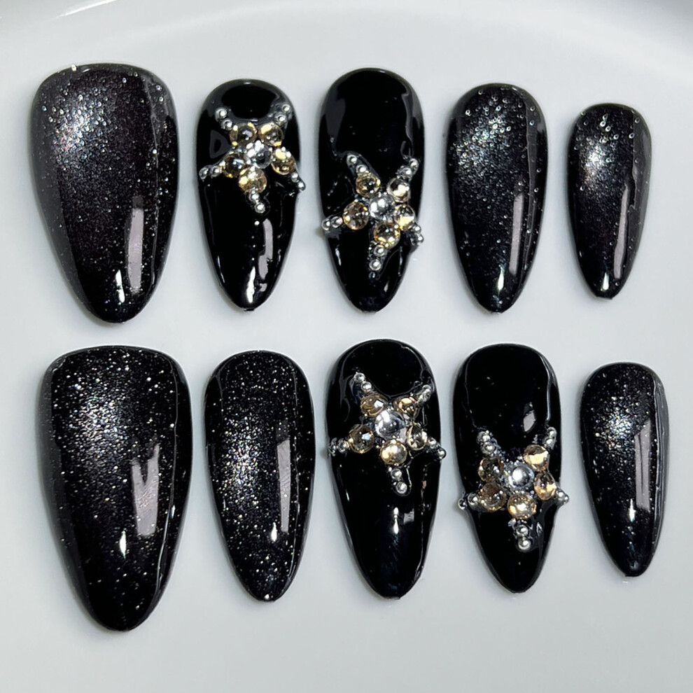 Dachuang Beauty (L) Stage Black Cat Fake Nails - Chip & Smudge Proof